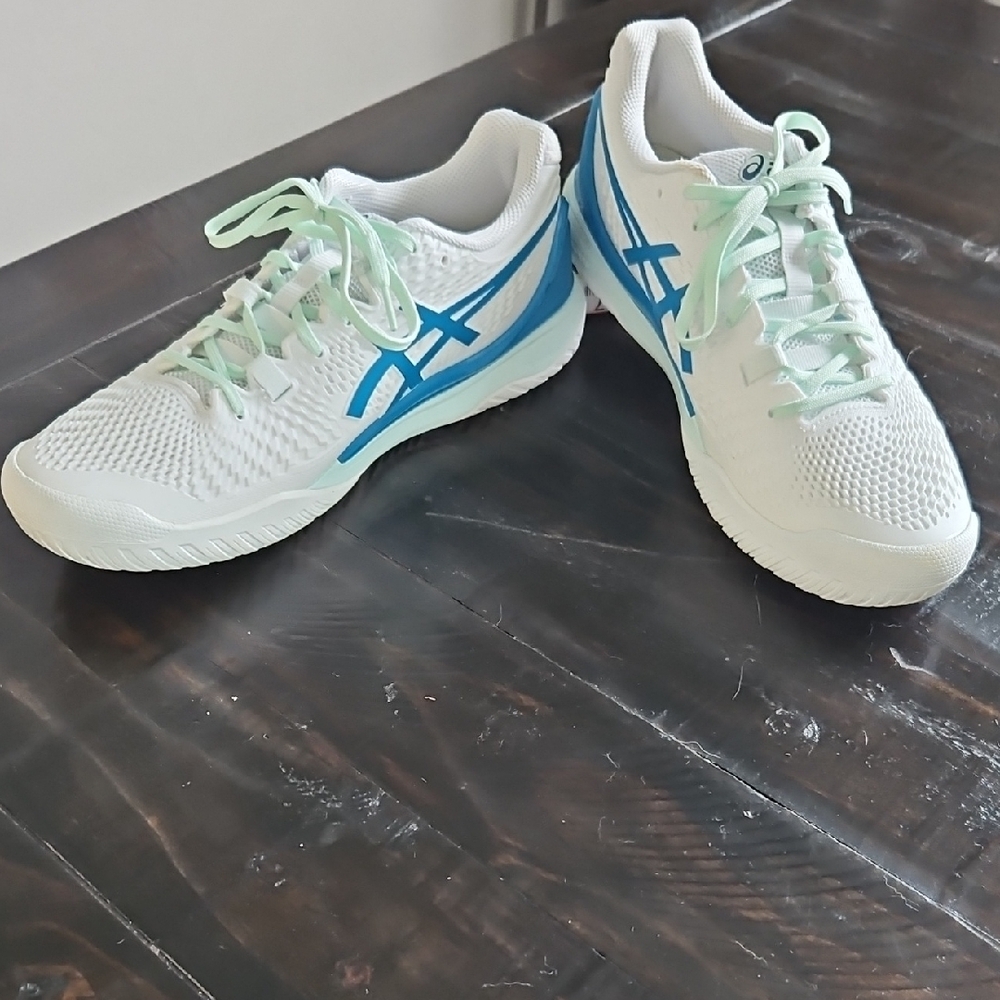Asics Gel-Resolution White and Blue Pickleball Shoes